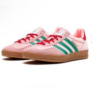 Adidas Indoor Gazelle - Pink with Green Stripes - Brand New